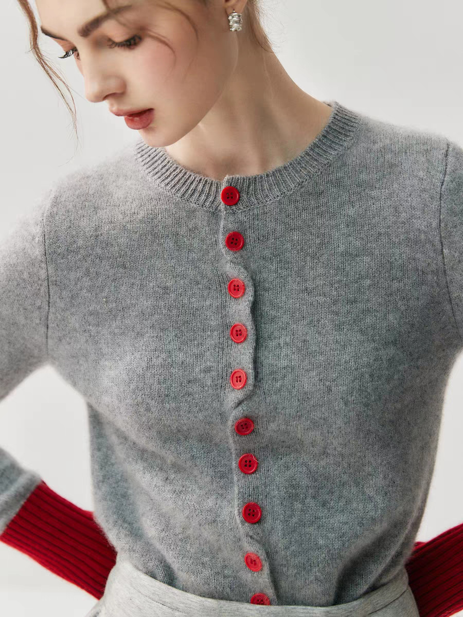 女士秋冬山羊絨色彩美學針織開衫