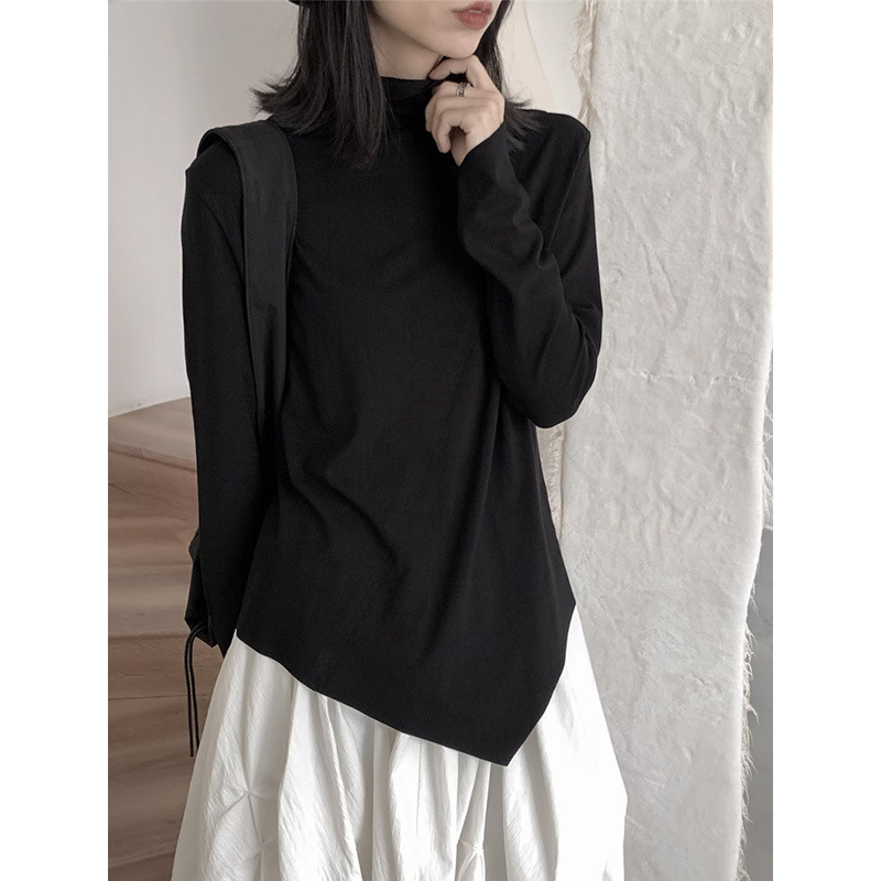 女士秋季堆堆領磨毛長袖打底衫
