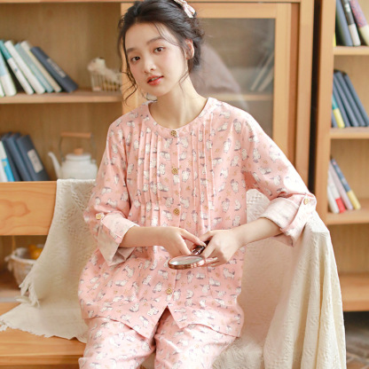 女士秋冬磨毛小狗印花居家服