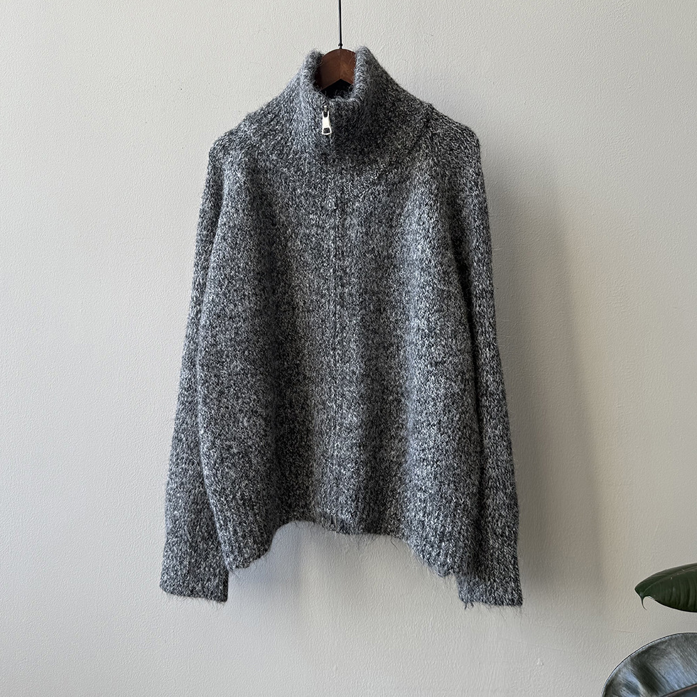 女士秋冬軟糯寬鬆高領毛衣外套