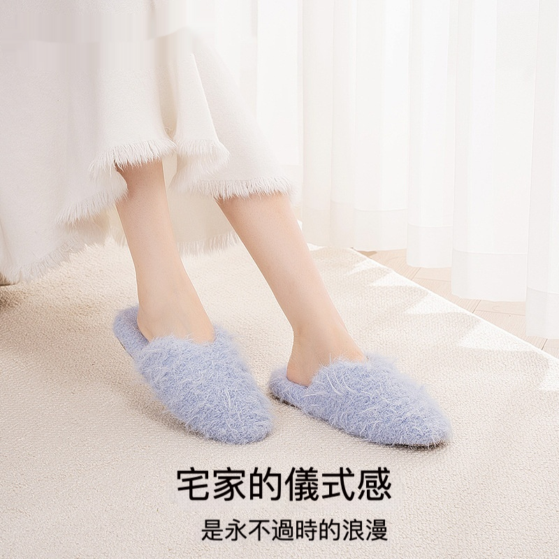 秋冬羊毛毛絨棉拖