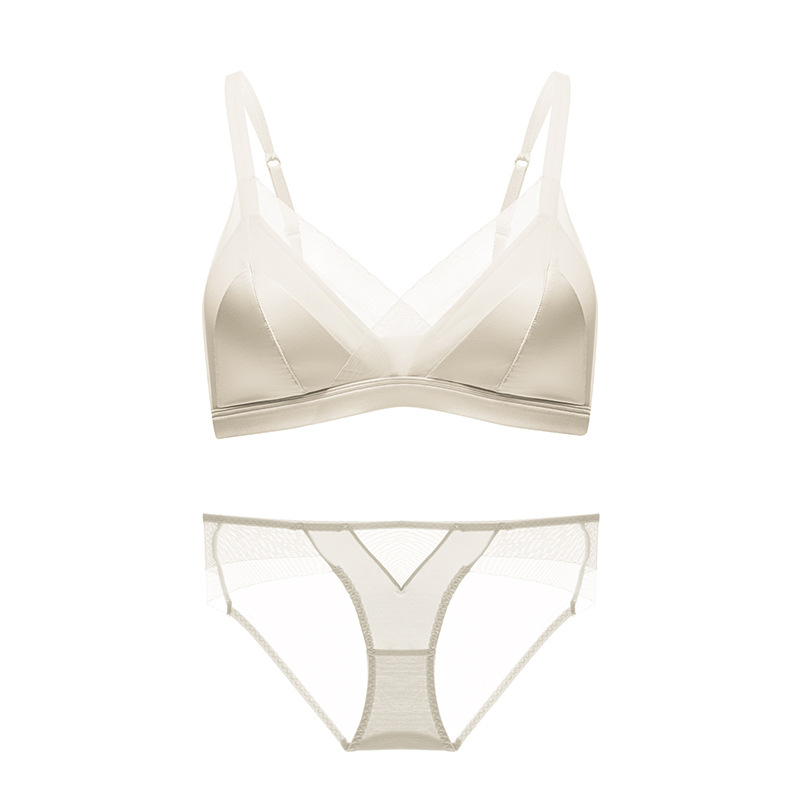 緞面法式三角杯蕾絲內衣