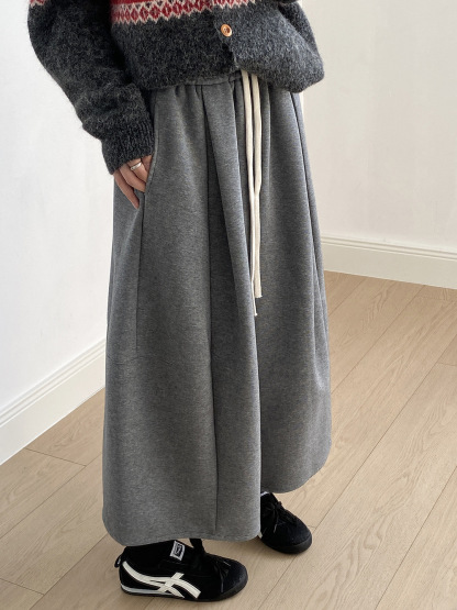 韓系秋冬鬆緊腰九分闊腿氣球褲