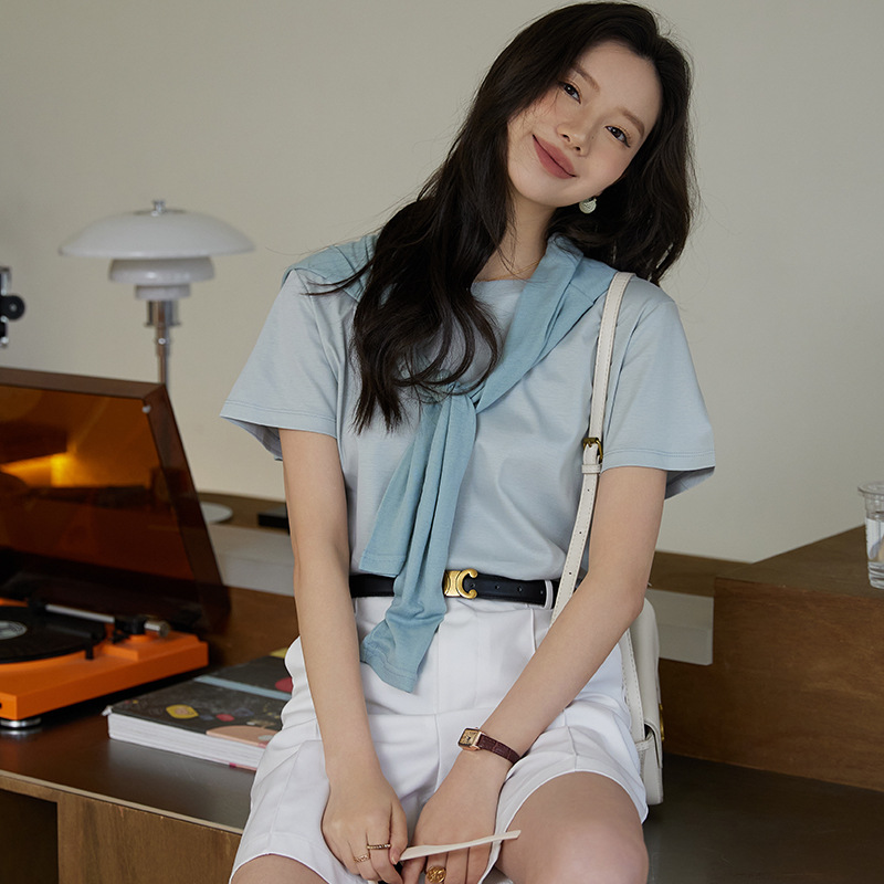 女春夏韓版絲光棉短袖T恤