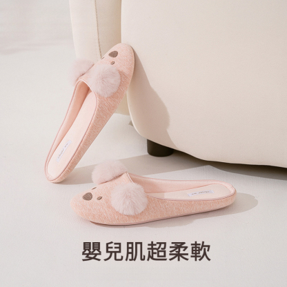 女士可愛木地板靜音棉拖鞋