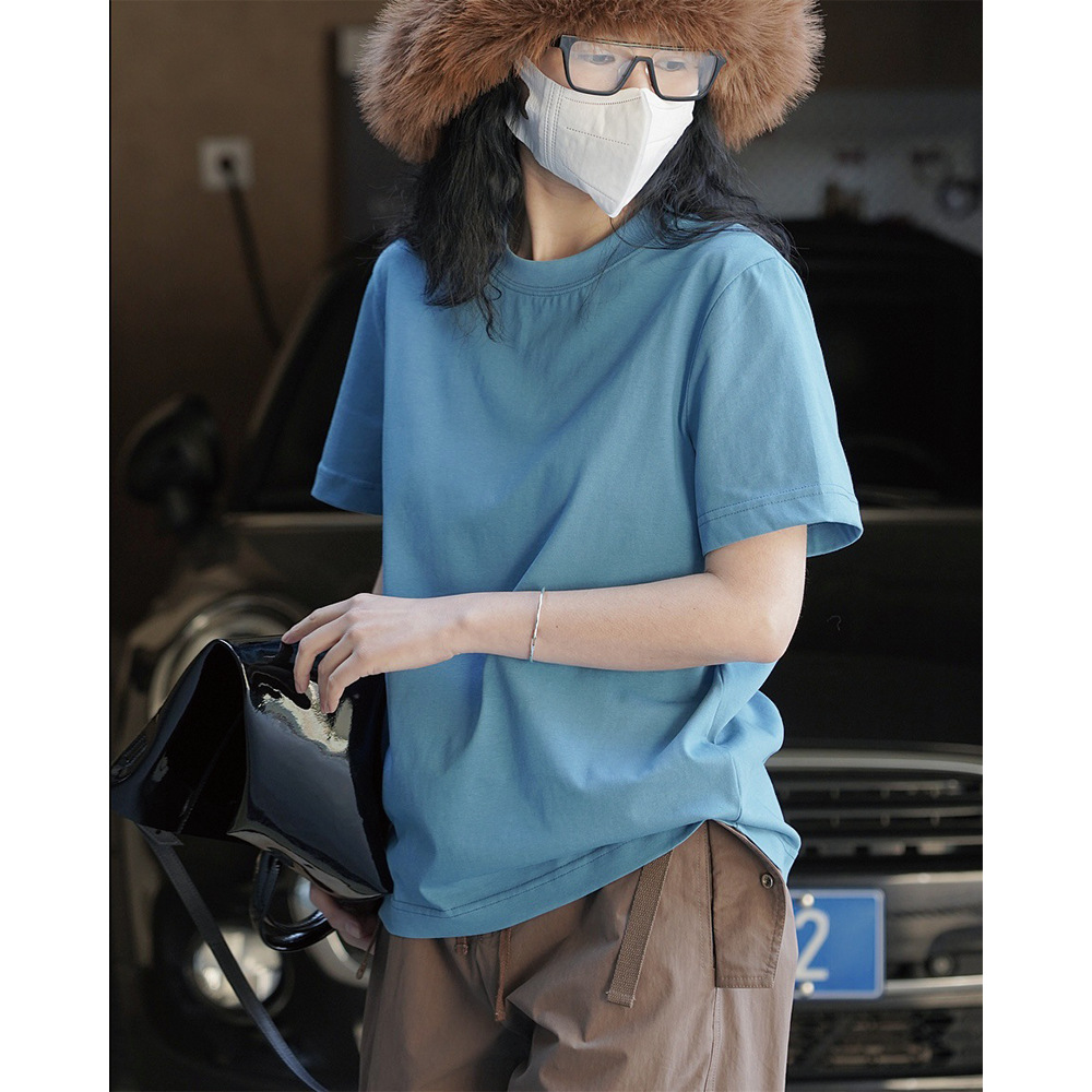女夏簡約H型圓領短袖T恤