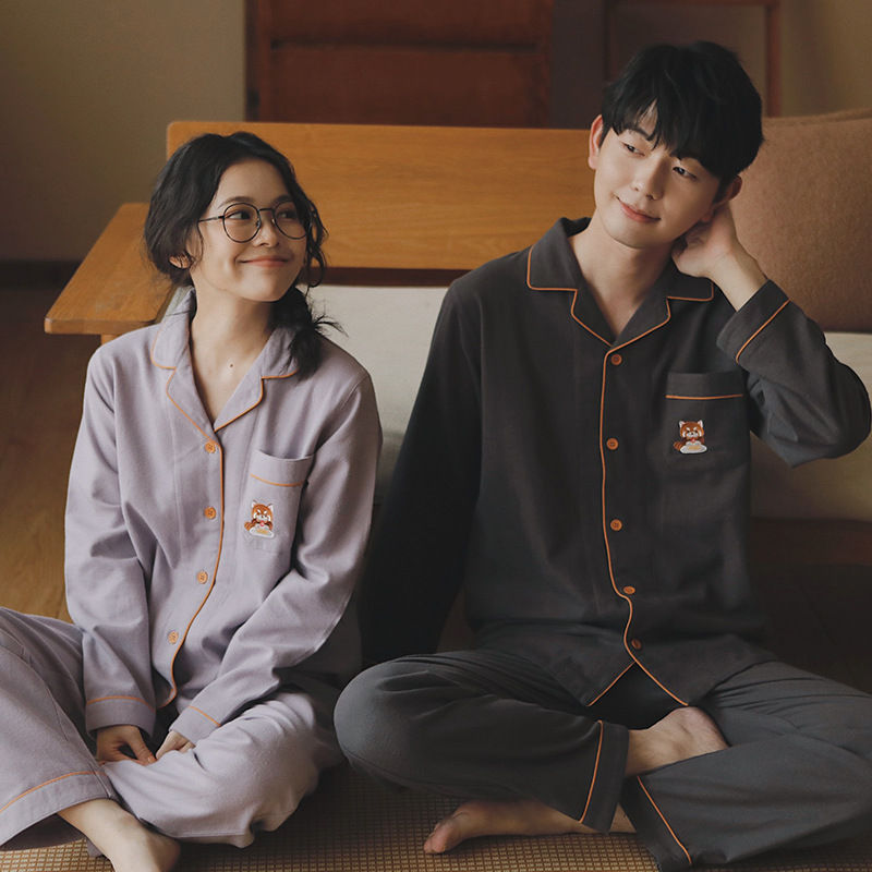 女士春秋純棉磨毛卡通長袖長褲居家服