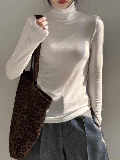 女士秋季韓系天絲羊毛長袖打底T恤