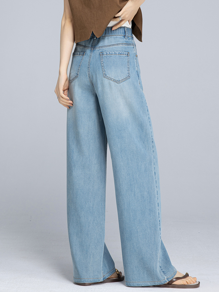 女士夏季天絲麻拖地直筒褲