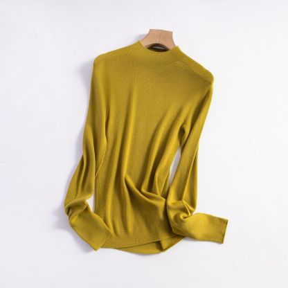 女士早秋無縫半高領100精仿羊毛打底衫