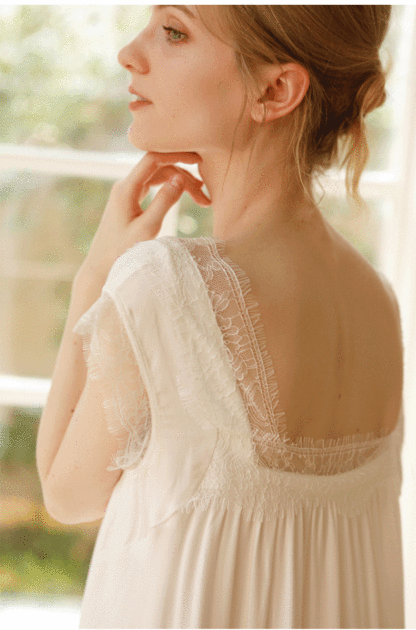 女士貢緞宮廷風網紗法式簡約睡裙