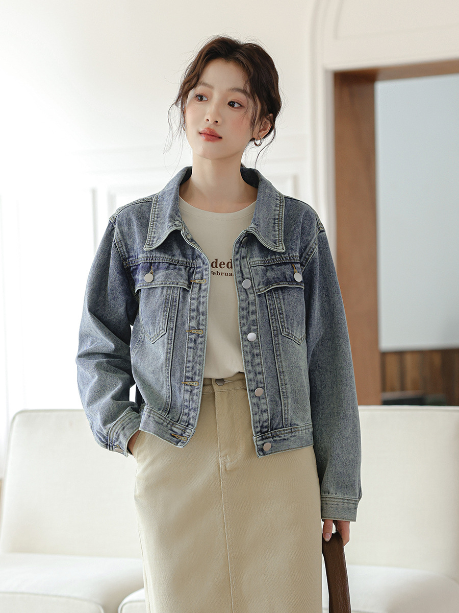 女春秋美式水洗牛仔外外套
