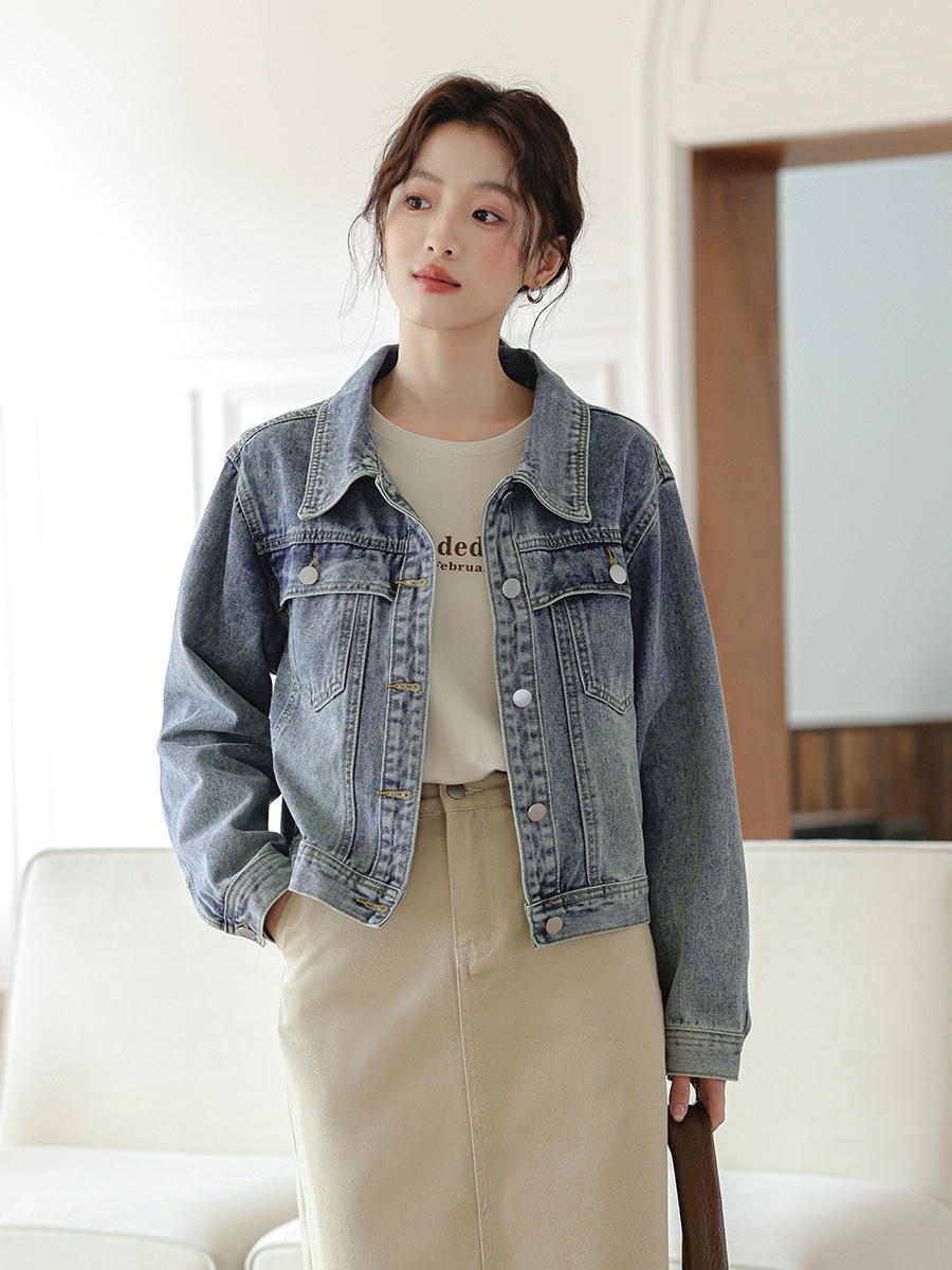 女春秋美式水洗牛仔外外套