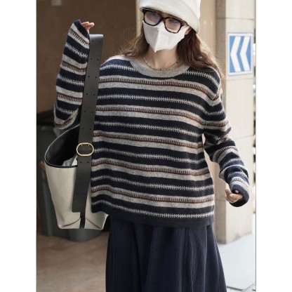 女士秋冬復古齒輪毛衣