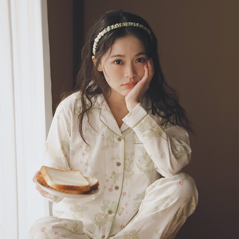 日系睡衣春秋薄款長袖家居服