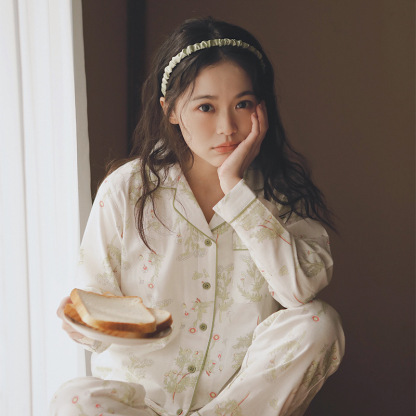 日系睡衣春秋薄款長袖家居服