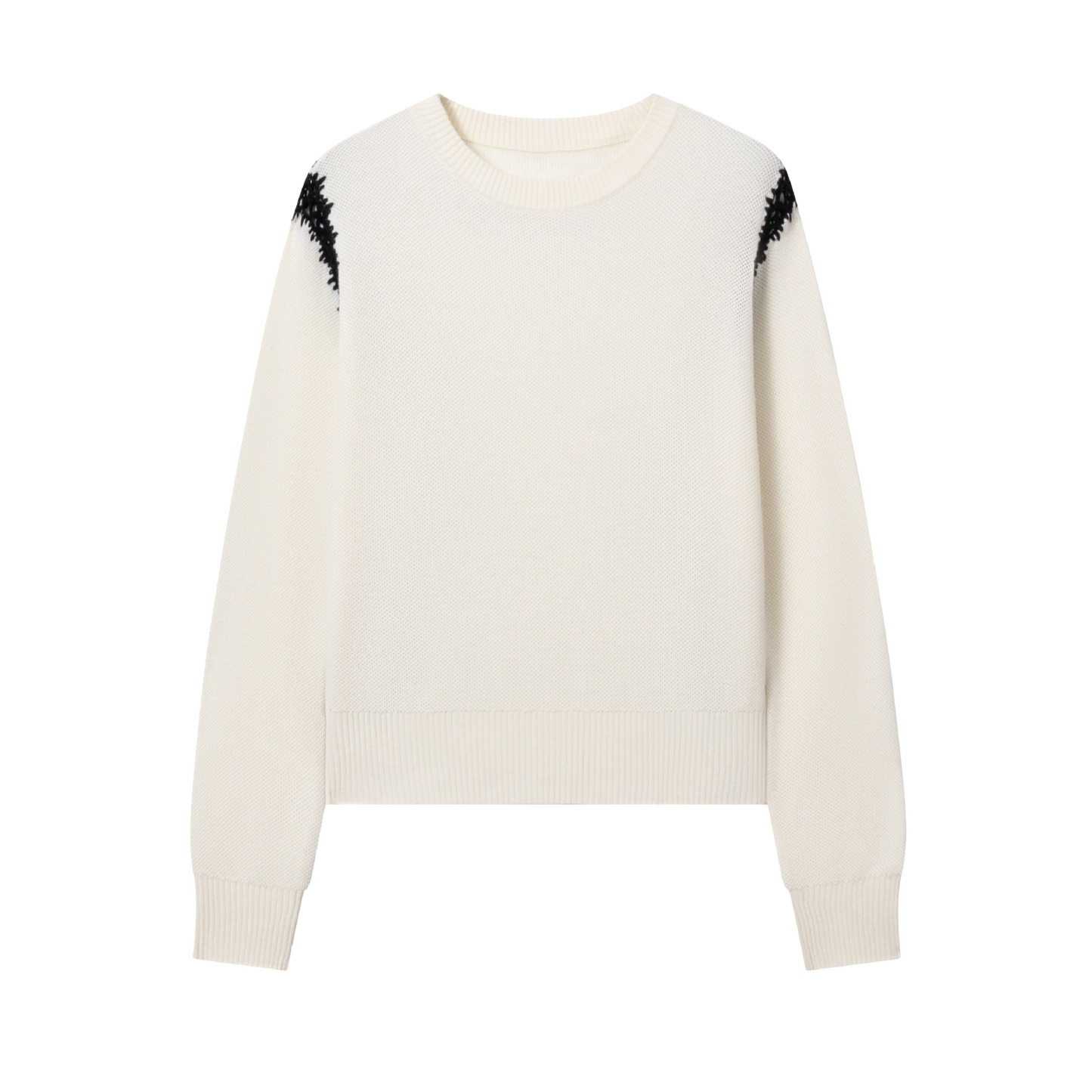 女士秋季赫本風勾花羊毛針織衫