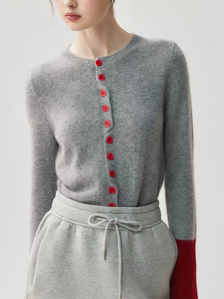 女士秋冬山羊絨色彩美學針織開衫