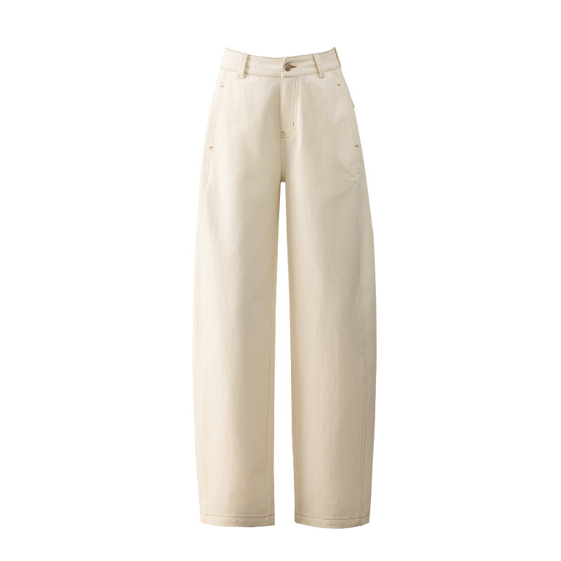 女士秋新港風天絲棉牛仔彎刀褲