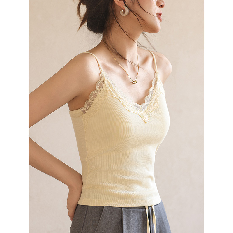 女蕾絲花邊V領一體式美背
