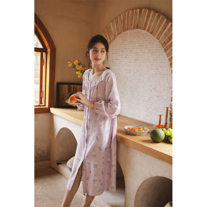 女秋冬磨毛郁兔情書印花睡衣套裝