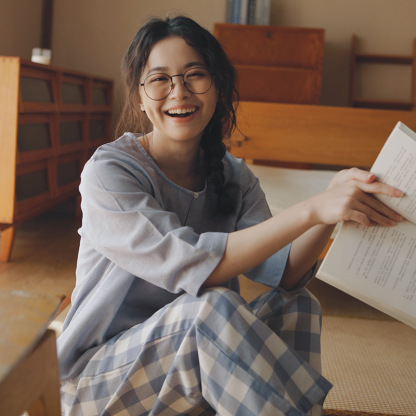 女款女士可外穿全棉春秋季七分袖居家服