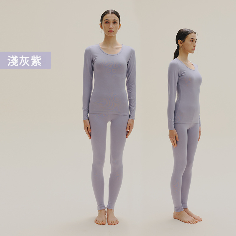 女士春秋純棉純色薄款秋衣秋褲套裝