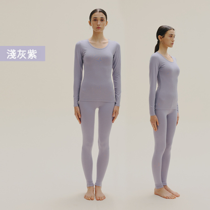 女士春秋純棉純色薄款秋衣秋褲套裝