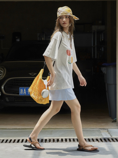 女夏大版雪花棉印花短袖T恤