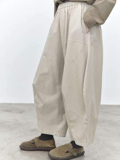 女士春秋立體分割抗皺垂感休閒褲