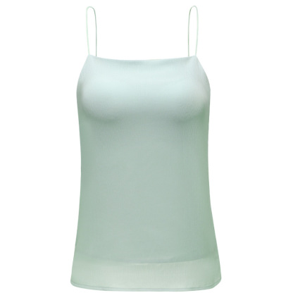 夏季冰絲雪紡一體式罩杯吊帶