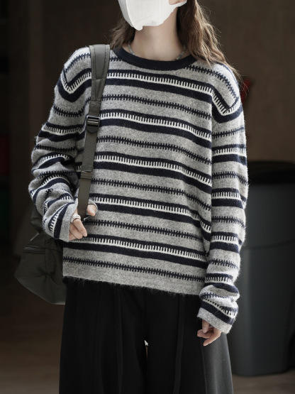 女士秋冬復古齒輪毛衣