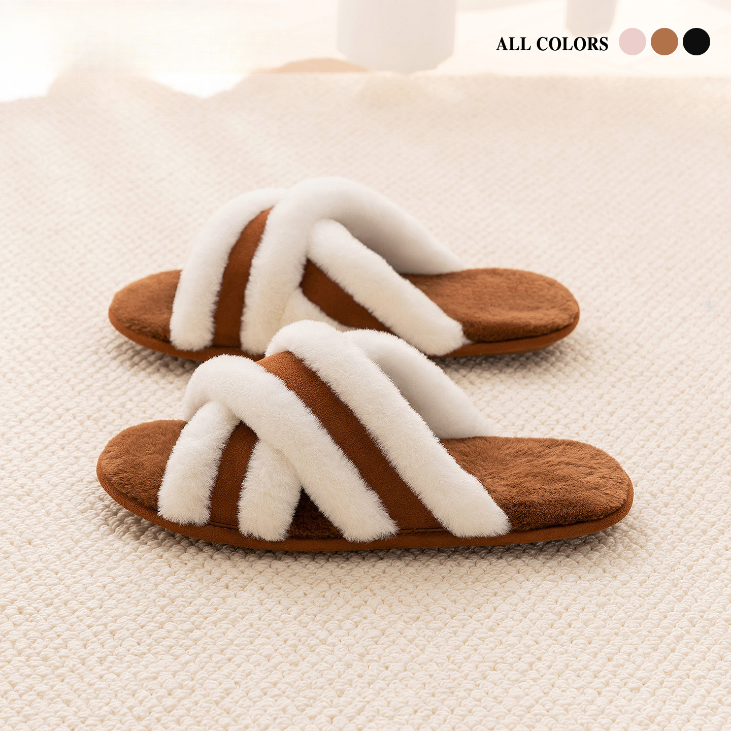 冬季加絨軟底毛毛拖鞋