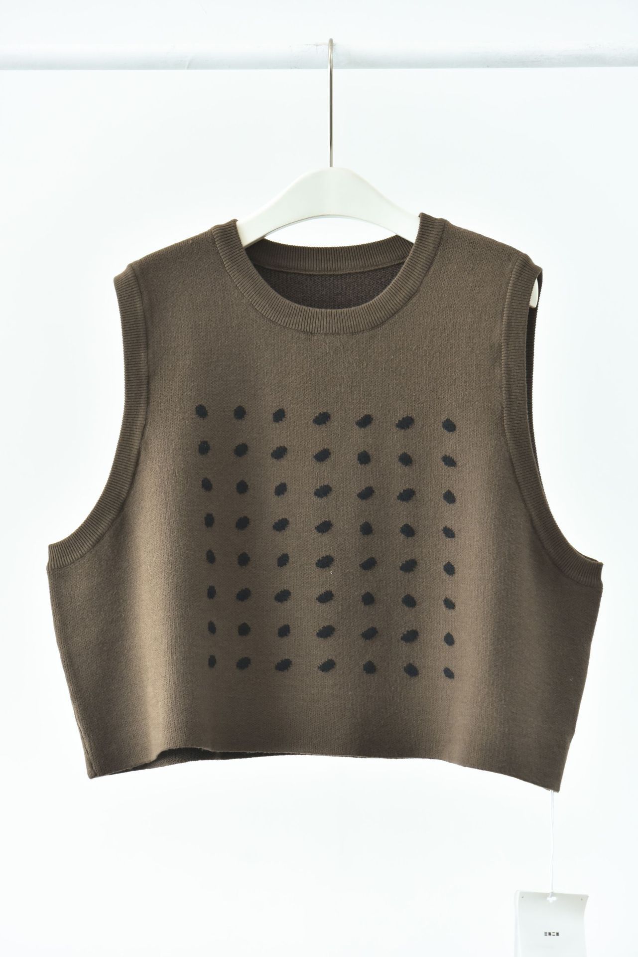 女士秋冬日式波點針織套頭馬甲