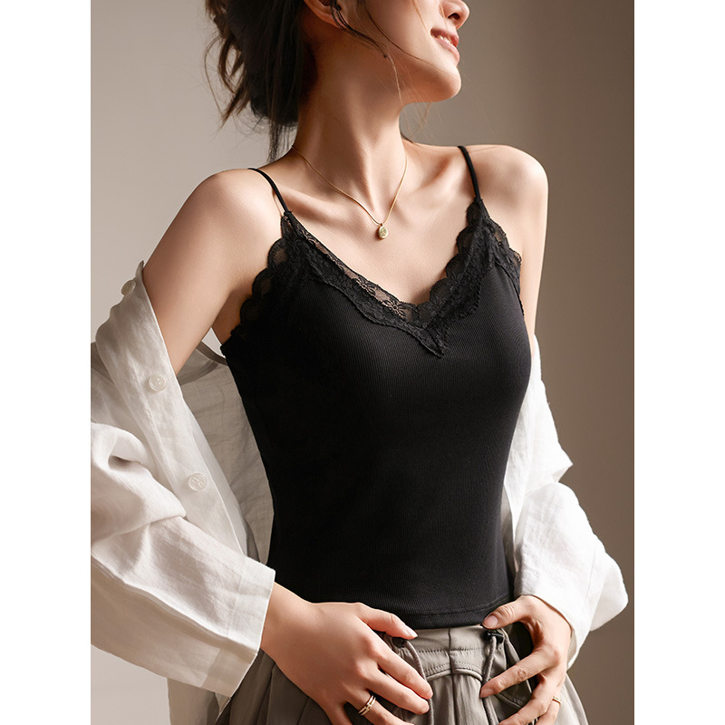 女蕾絲花邊V領一體式美背