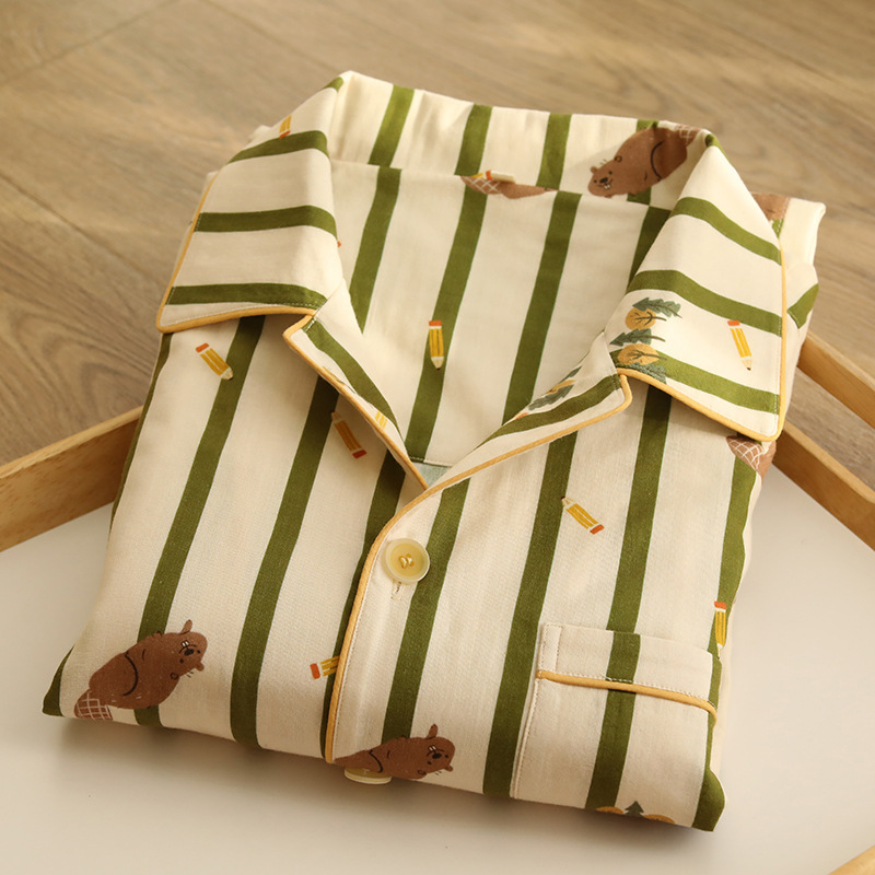 高級純棉棉紗簡約休閒家居服套裝情侶款