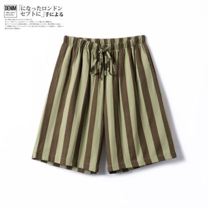 男士休閒薄款寬鬆純棉條紋睡褲可外穿