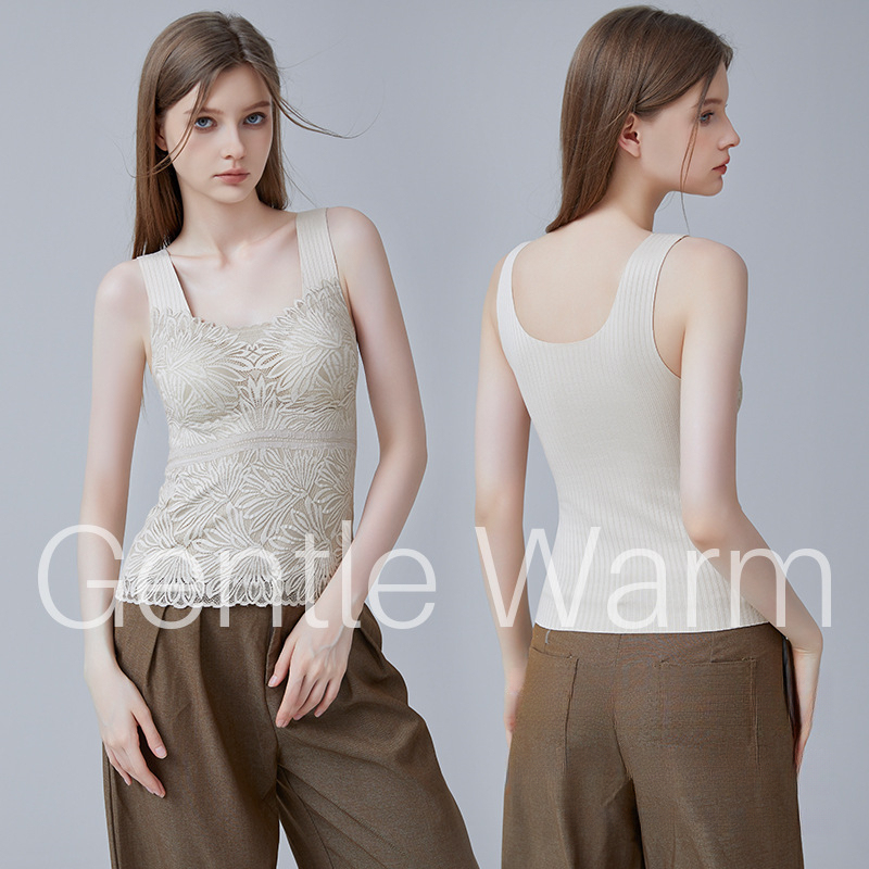 秋冬蕾絲德絨保暖寬肩帶內衣無痕美背