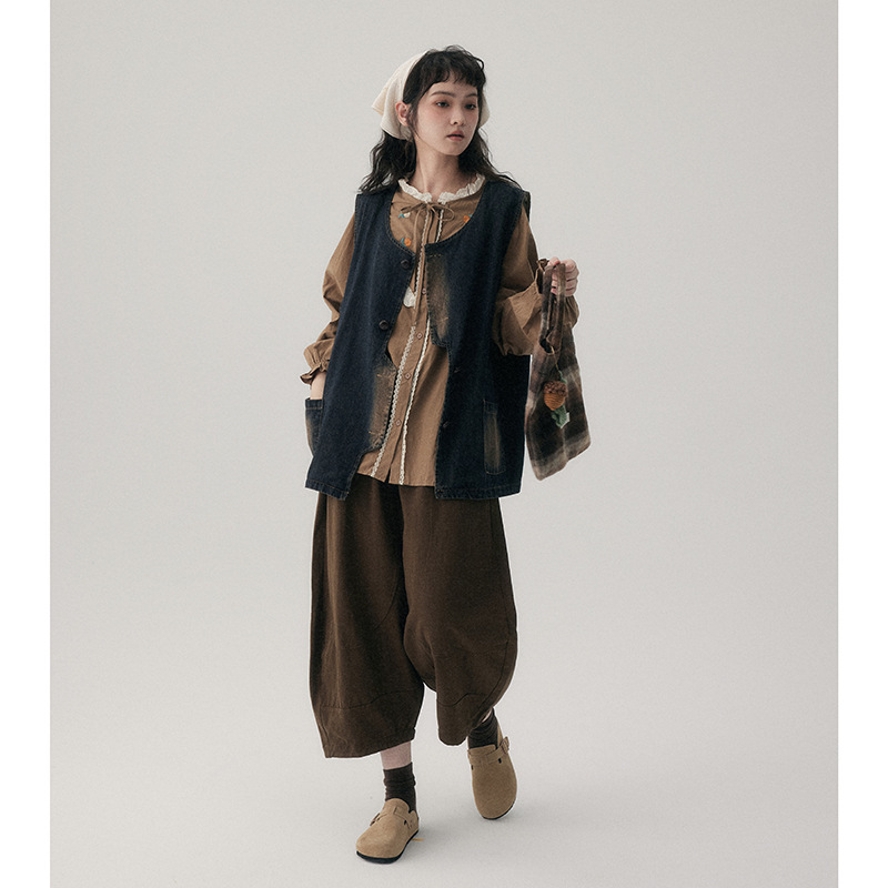 女士秋冬高腰九分哈倫褲