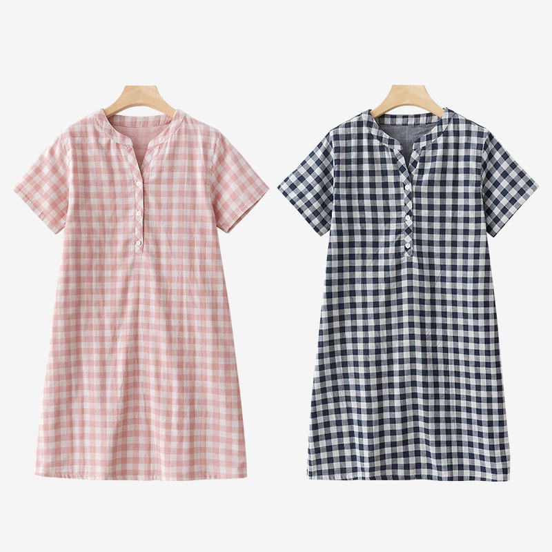 女款日系夏日短袖睡裙