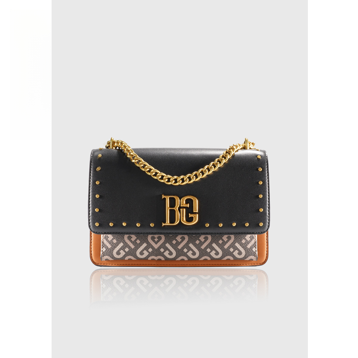 铆钉装饰链条斜挎小方包