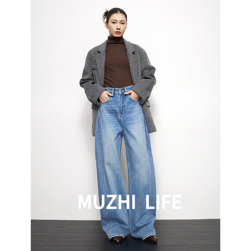 女春秋老錢風拖地闊腿褲