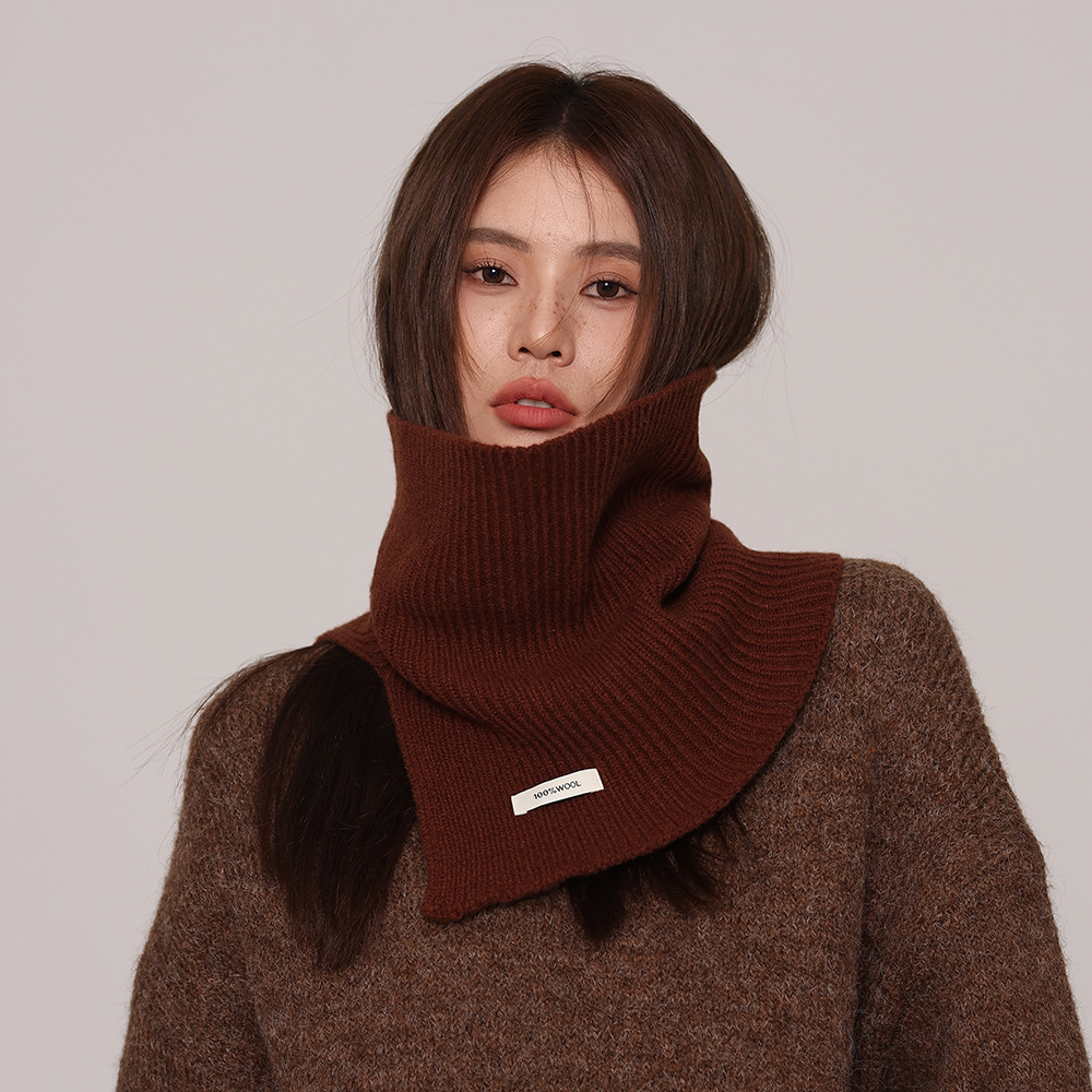 秋冬100%純羊毛帽子圍巾2件套