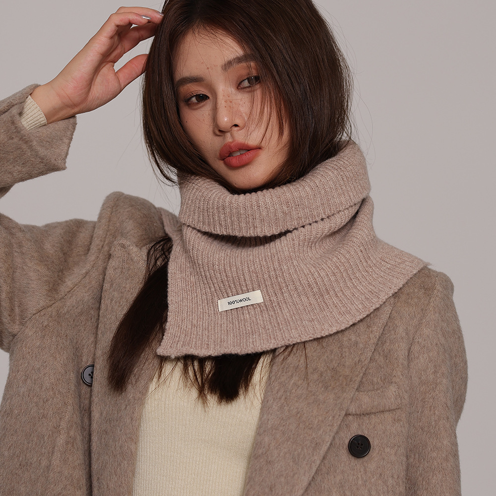 秋冬100%純羊毛帽子圍巾2件套