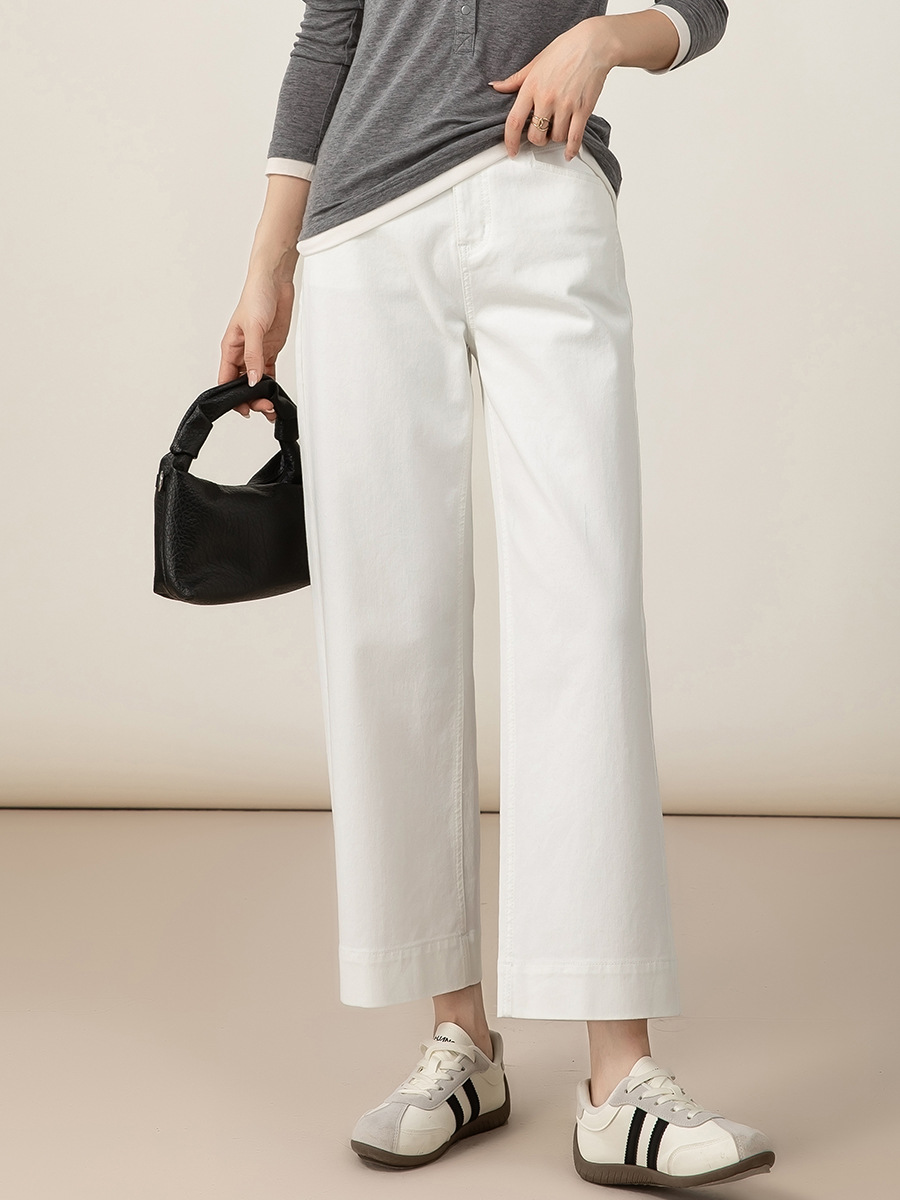 女士秋季天絲垂感高腰九分牛仔褲