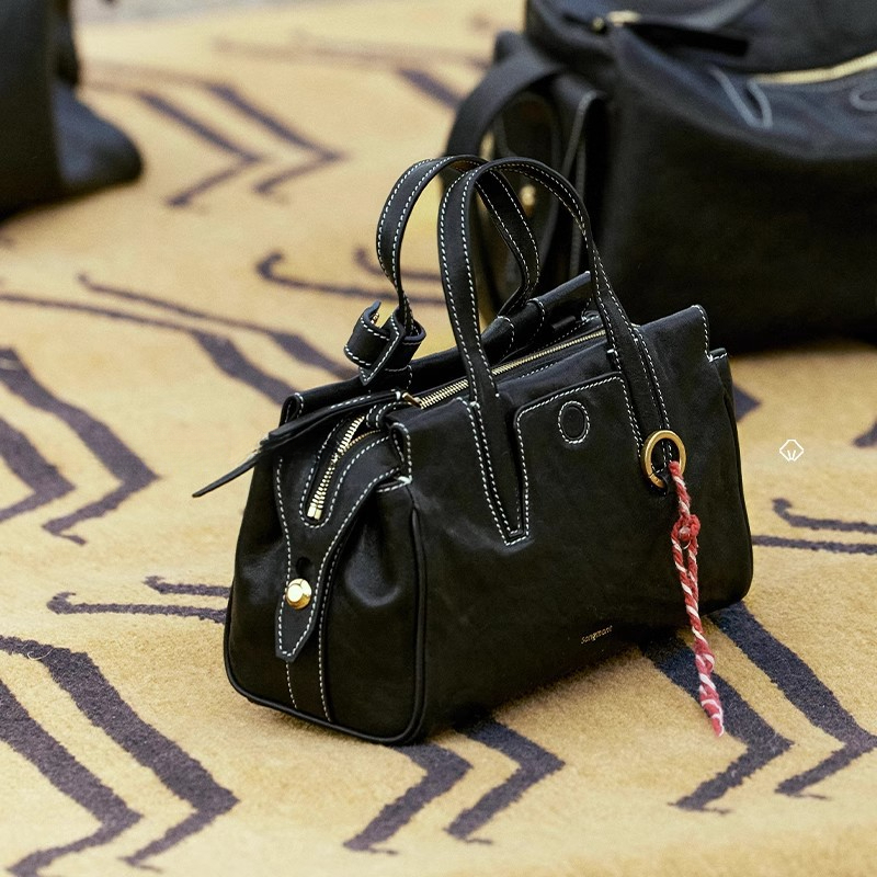 植鞣手提斜挎波士頓手提包