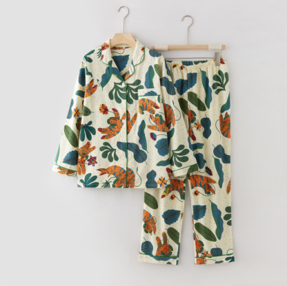 女士春秋純棉卡通睡衣套裝