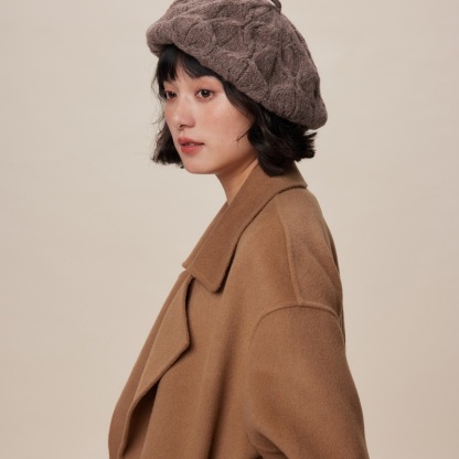 秋冬復古全羊毛毛線貝雷帽
