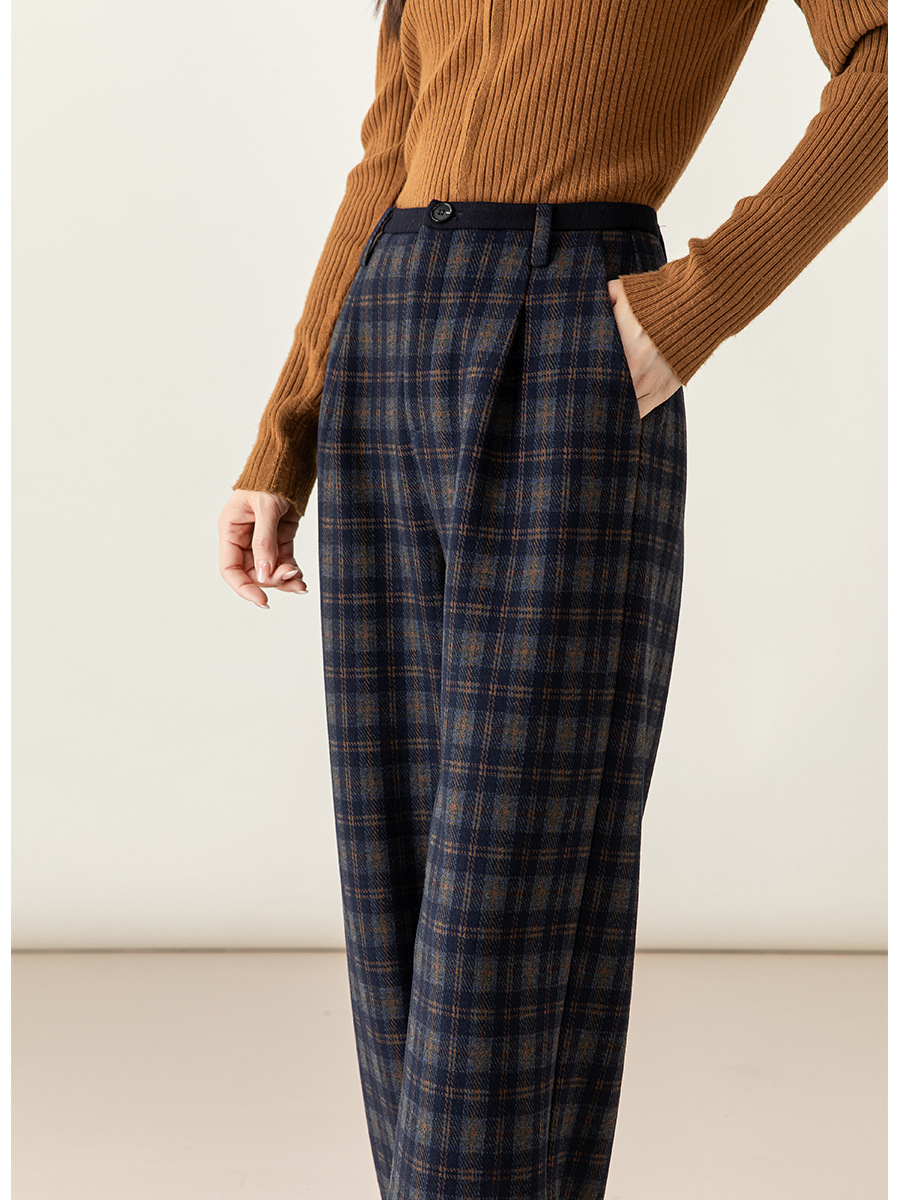 女士秋冬韓系格紋糯米褲
