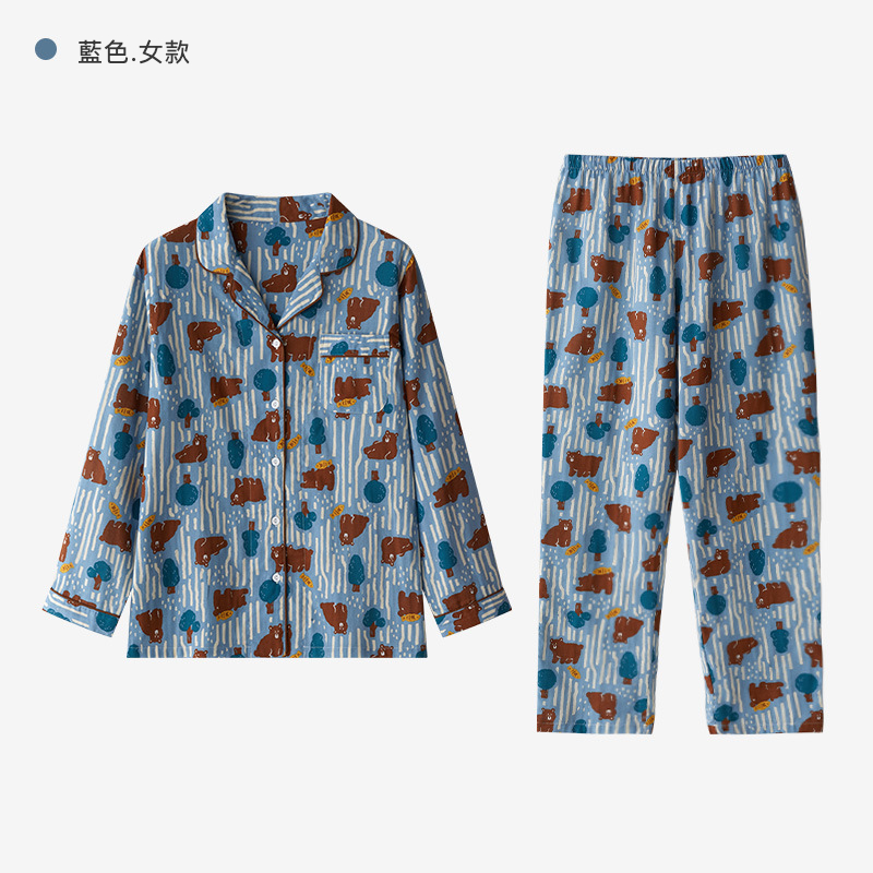 女士春秋純棉卡通睡衣套裝